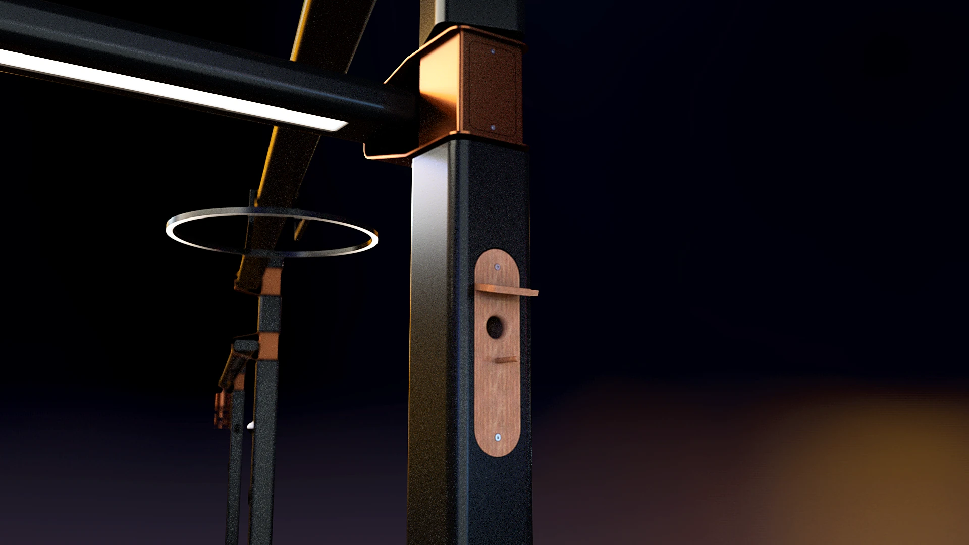 Luminaire urbain avec nichoir dans une scène nocturne